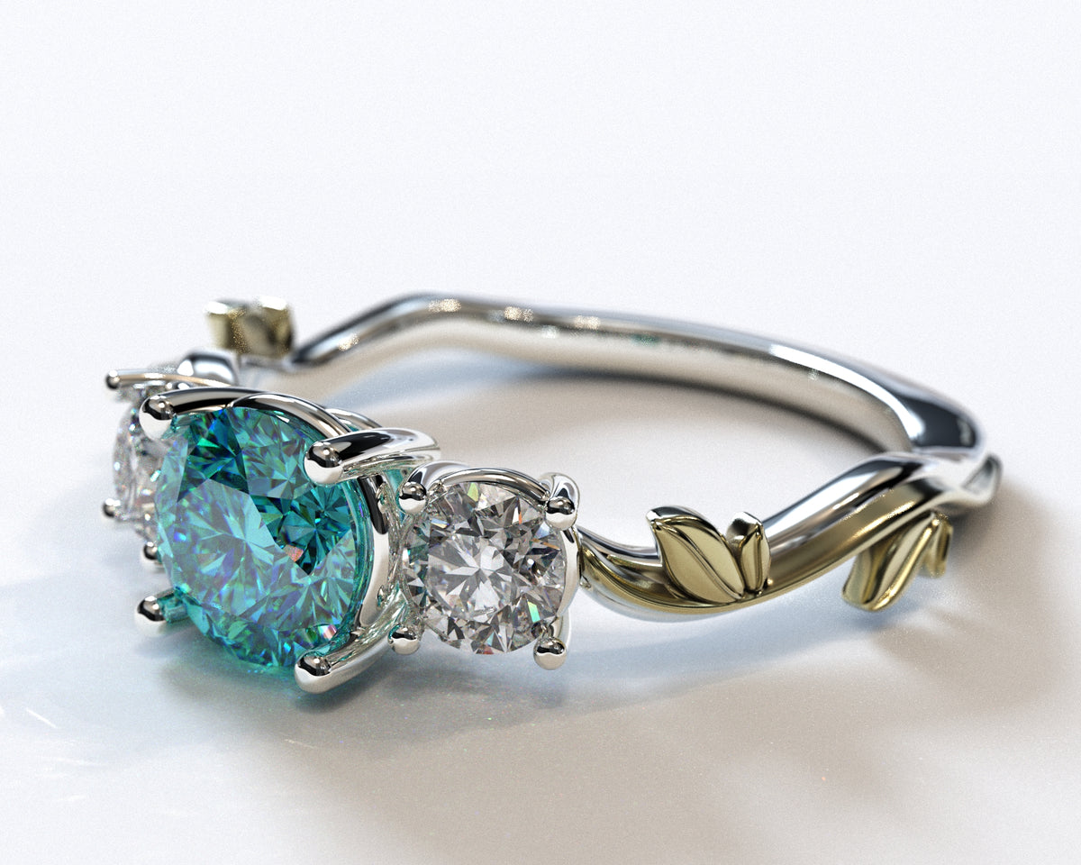 Unique 3 Stone Aquamarine Engagement Ring