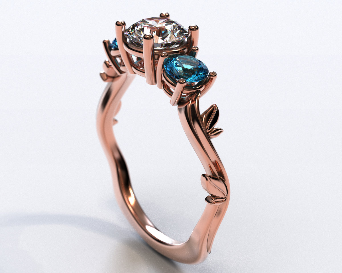 3 Stone Rose Gold Engagement Ring