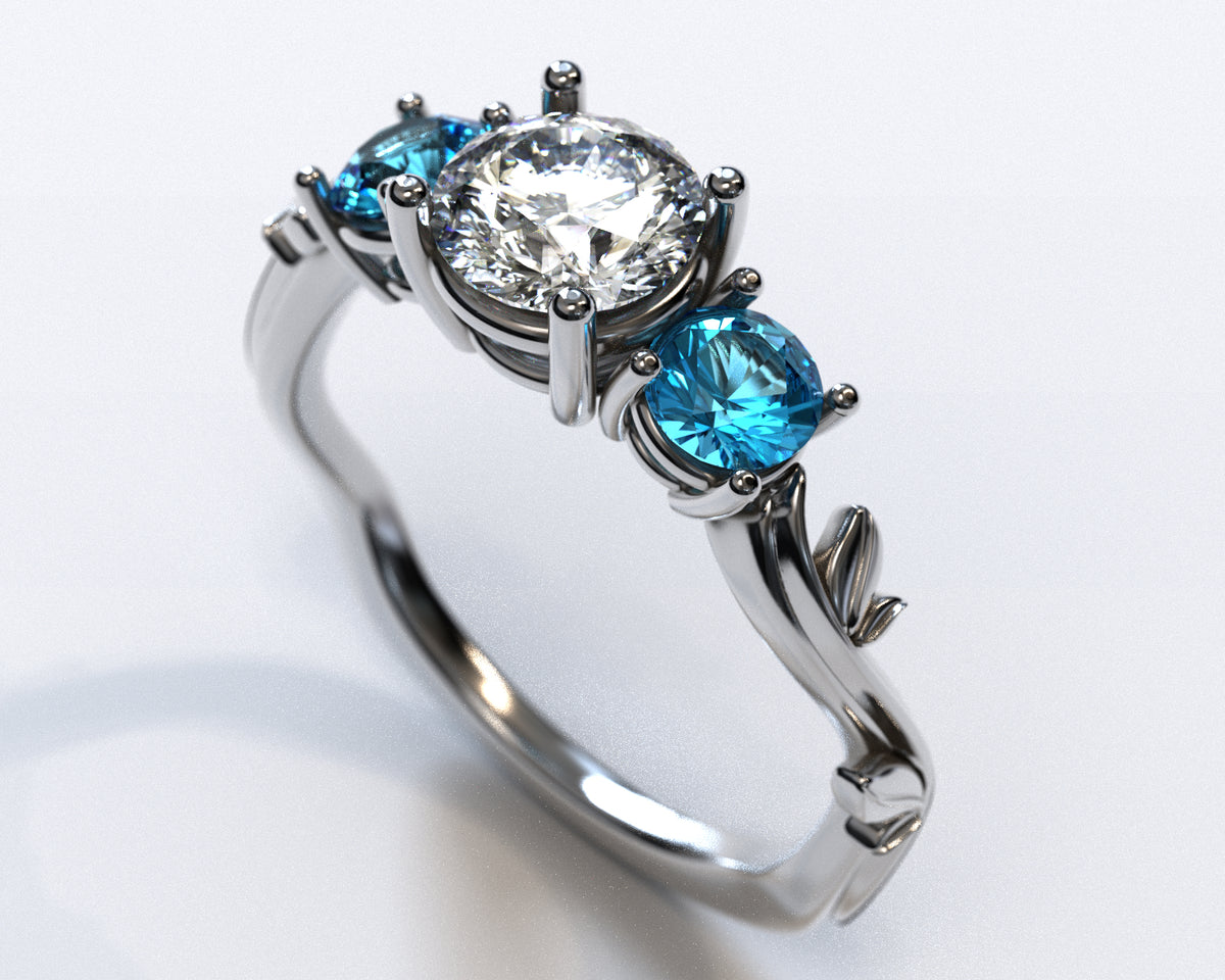 3 Stone Rose Gold Engagement Ring