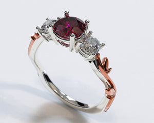 Floral Twig Ruby Engagement Ring