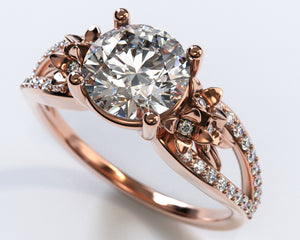 Flower Moissanite Engagement Ring