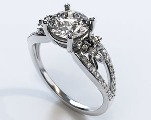 Flower Moissanite Engagement Ring