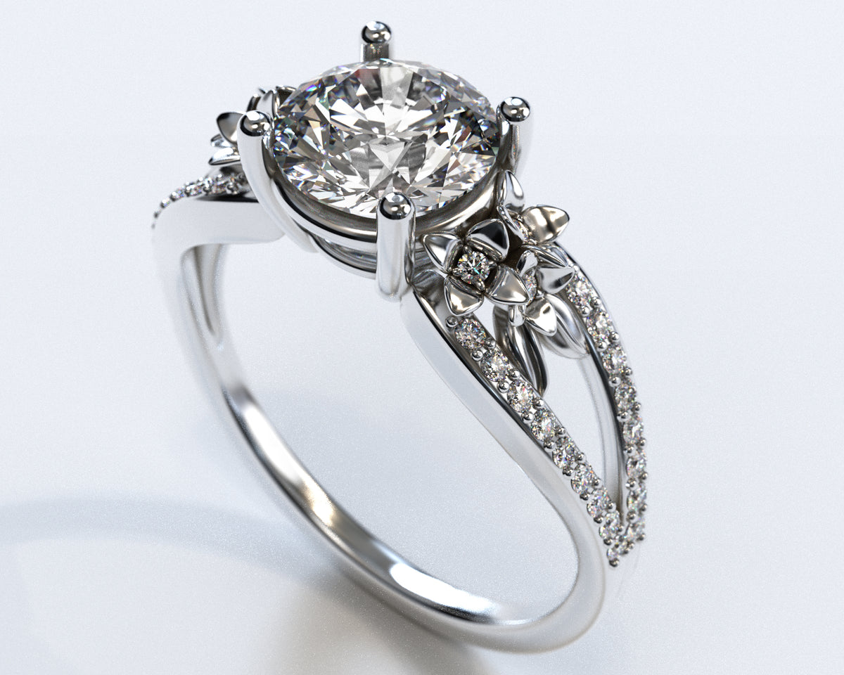 Flower Moissanite Engagement Ring