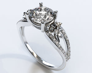 Flower Moissanite Engagement Ring