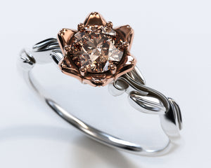 Unique Floral Halo Morganite Engagement Ring