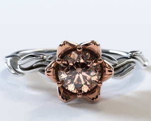 Unique Floral Halo Morganite Engagement Ring