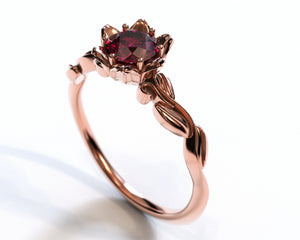 Unique Floral Ruby Engagement Ring
