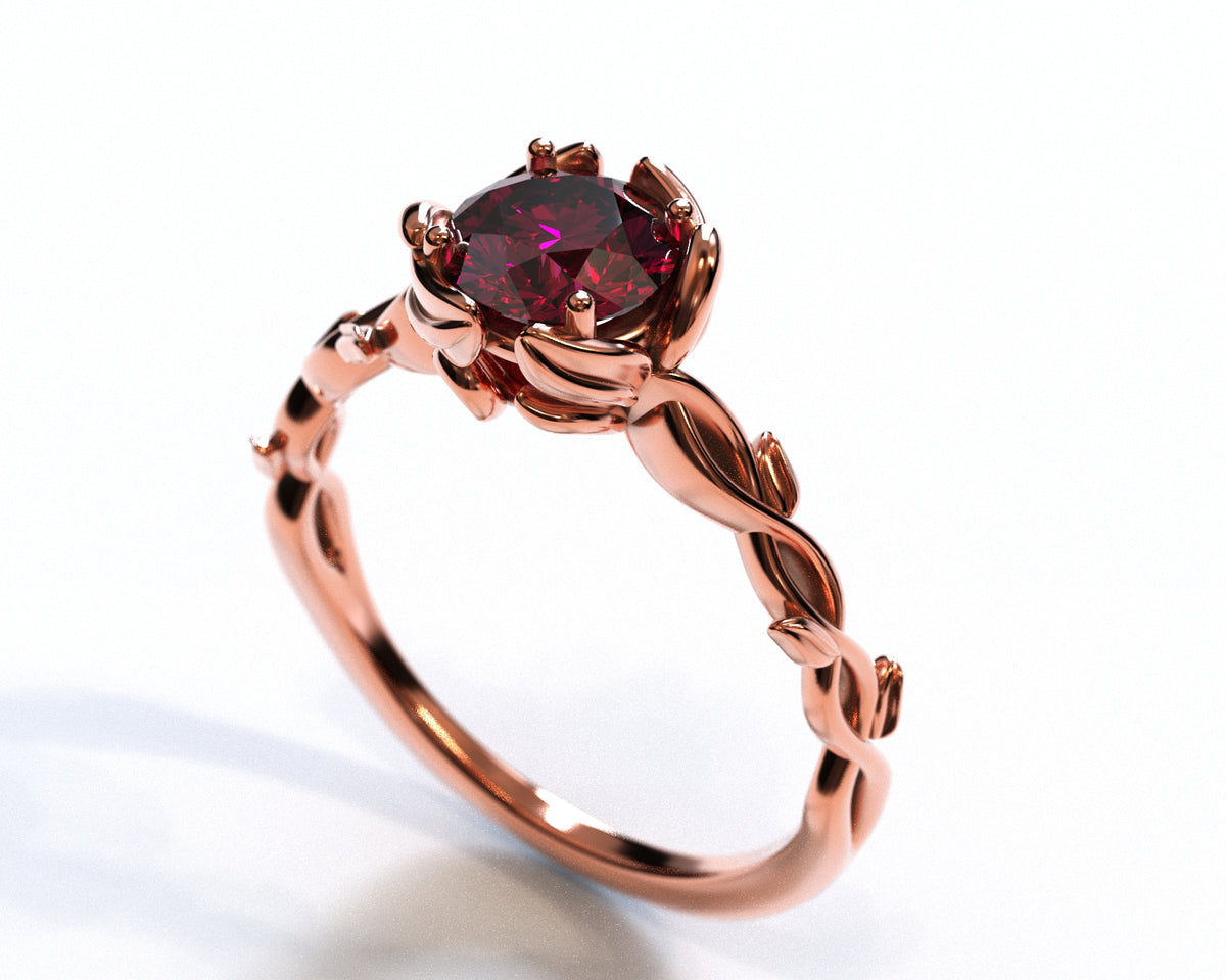 Ruby Floral Engagement Ring