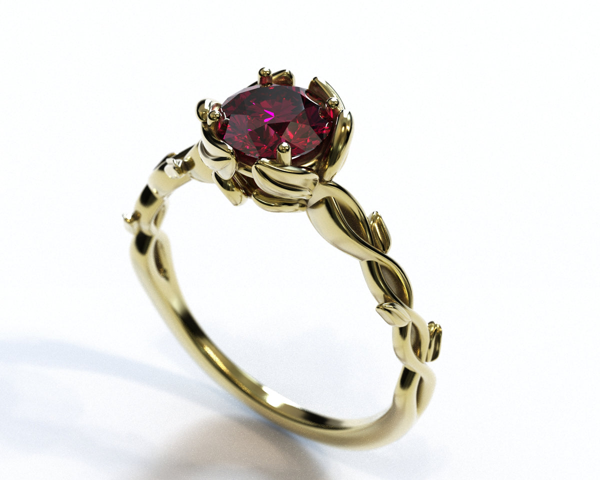 Ruby Floral Engagement Ring