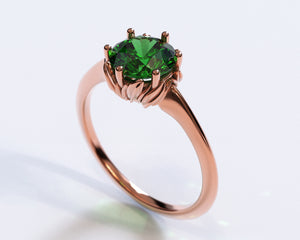 Unique Emerald Flower Engagement Ring