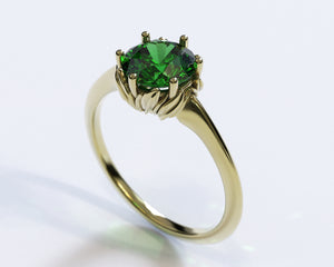 Unique Emerald Flower Engagement Ring