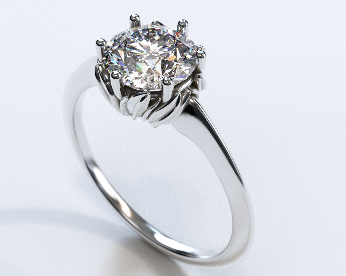 Floral Rose Gold Halo Moissanite Engagement Ring