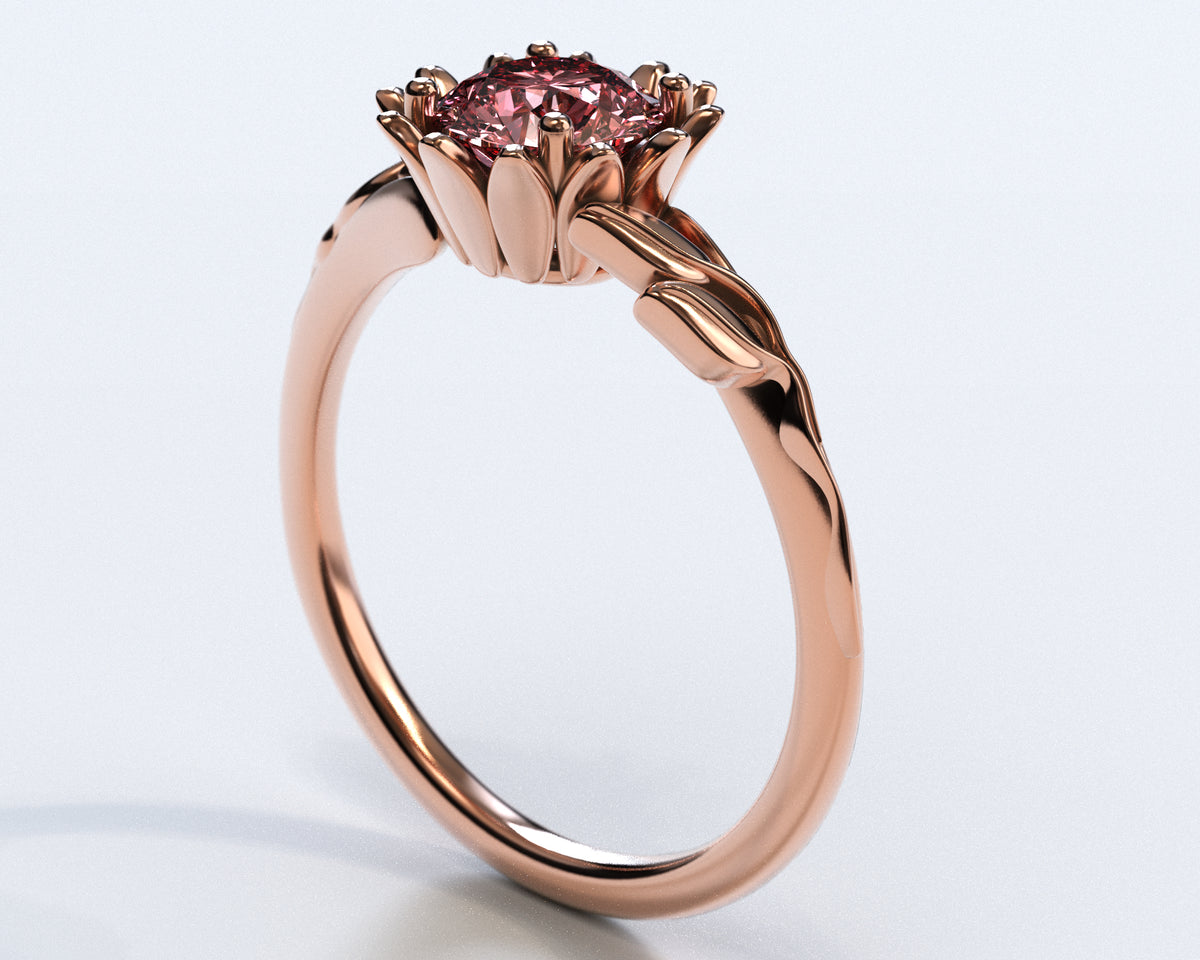 Unique Floral Morganite Halo Engagement Ring