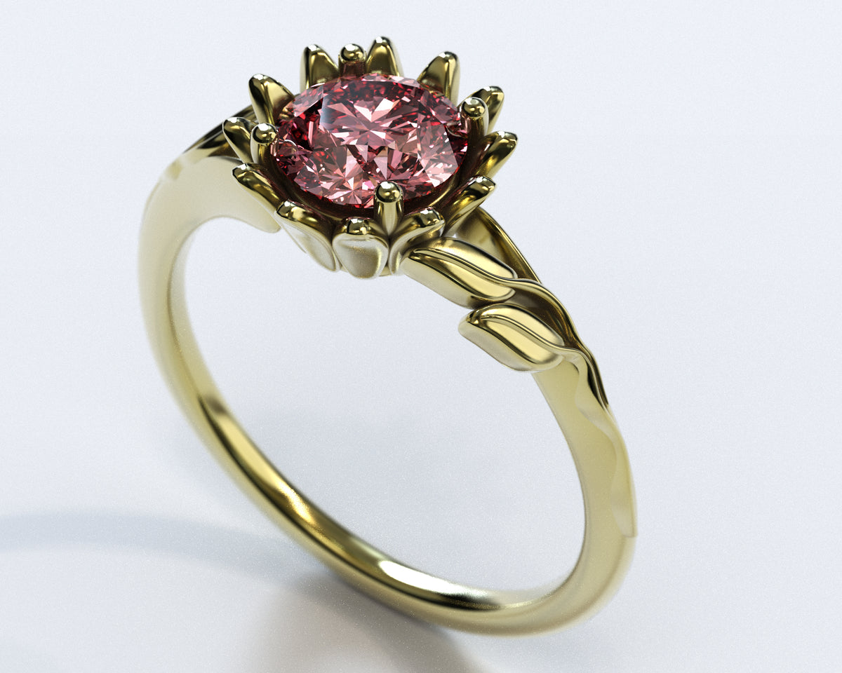 Unique Floral Morganite Halo Engagement Ring