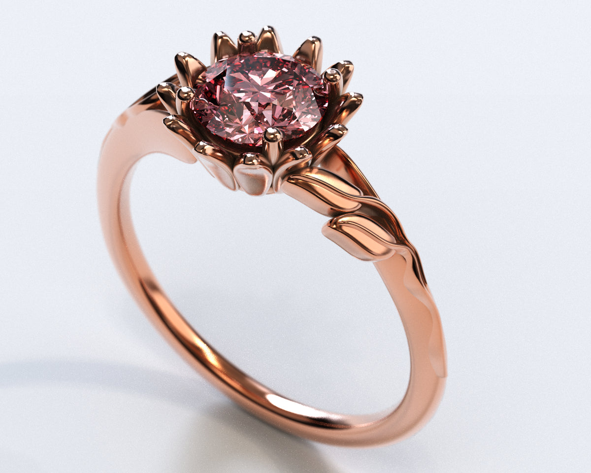 Unique Floral Morganite Halo Engagement Ring