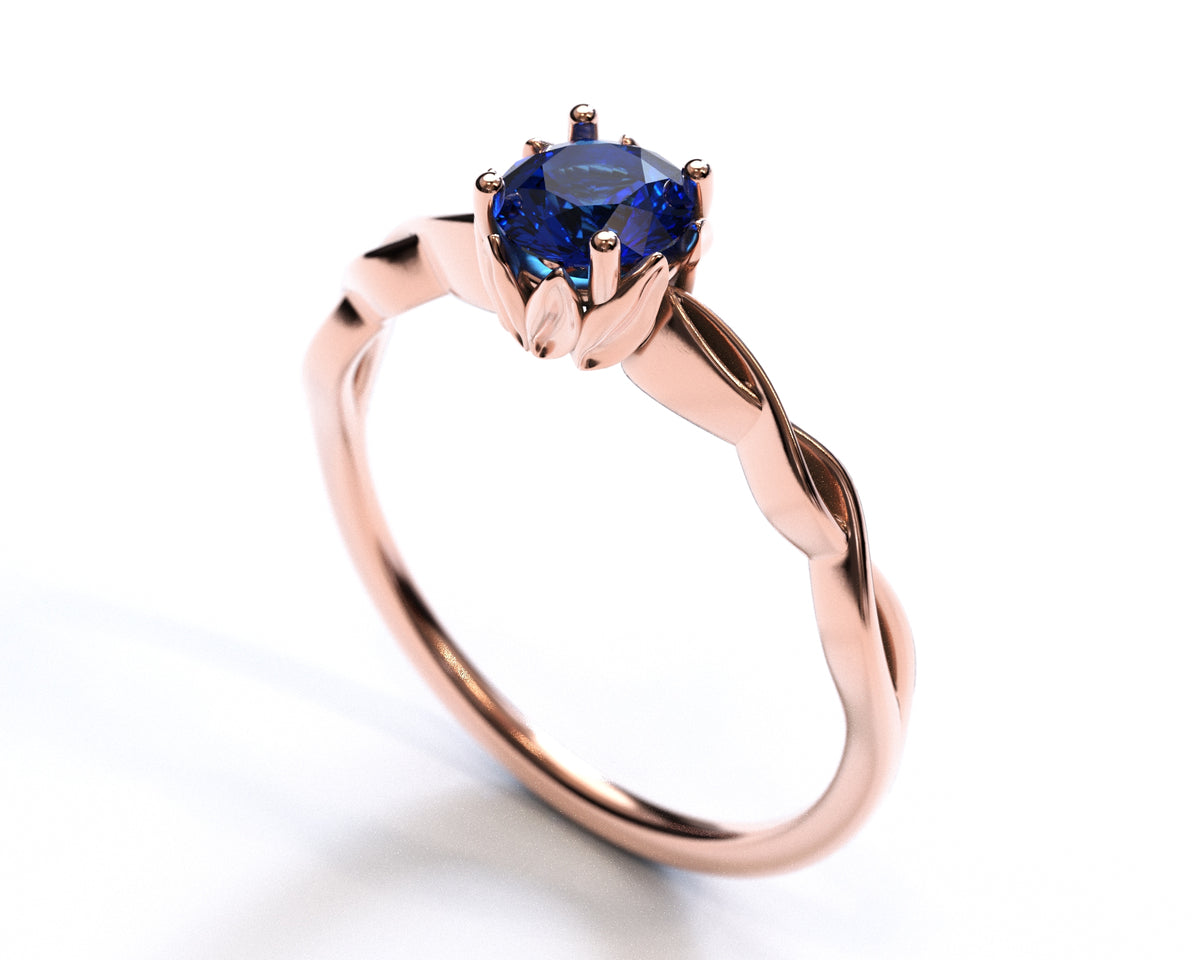 White Gold Floral Sapphire Engagement Ring