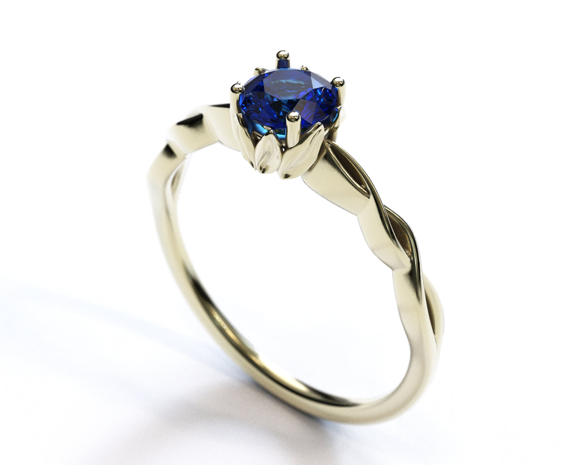 White Gold Floral Sapphire Engagement Ring
