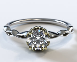 Unique Flower Diamond Halo Engagement Ring