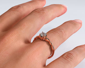 Unique Flower Rose Gold Halo Moissanite Engagement Ring