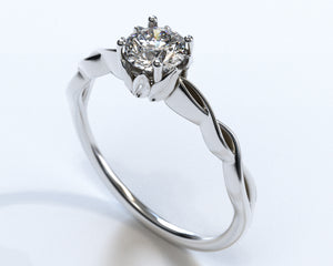 Floral White Gold Diamond Halo Engagement Ring