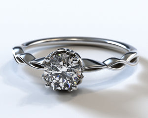 Floral White Gold Diamond Halo Engagement Ring