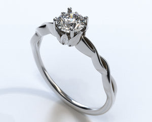 Floral White Gold Diamond Halo Engagement Ring