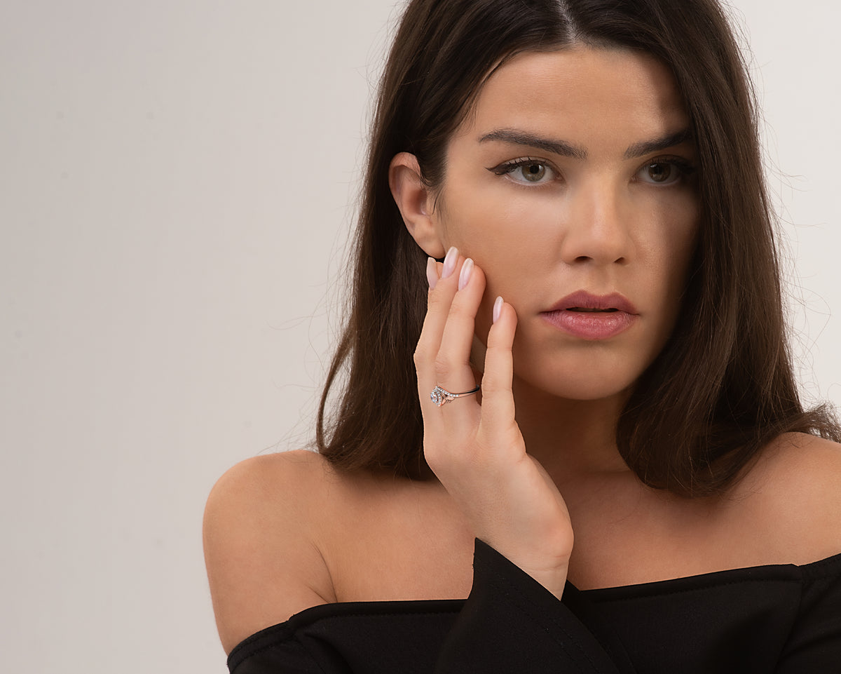 Flower Halo Moissanite Engagement Ring