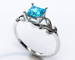 Unique Black Gold Blue Topaz Engagement Ring