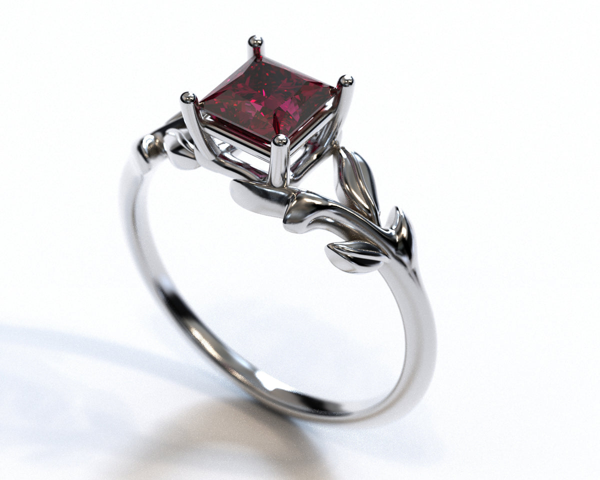 Unique Ruby Flower Engagement Ring