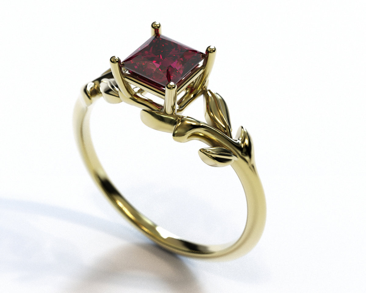 Unique Ruby Flower Engagement Ring