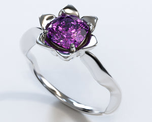 Unique Floral Amethyst Engagement Ring