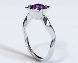 Unique Floral Amethyst Engagement Ring