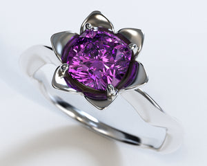 Unique Floral Amethyst Engagement Ring