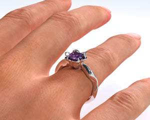 Unique Floral Amethyst Engagement Ring