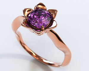 Unique Floral Amethyst Engagement Ring