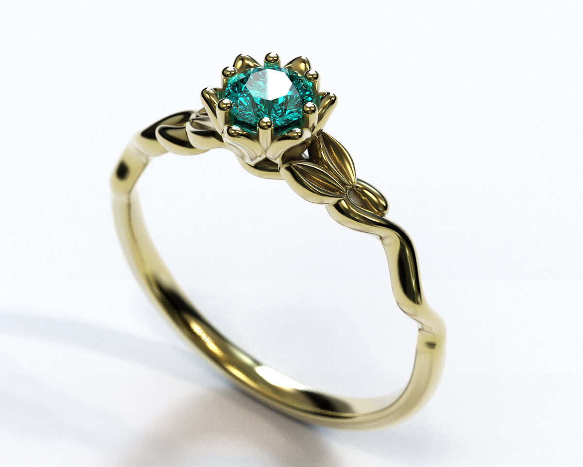 Unique Floral Aquamarine Ring White Gold
