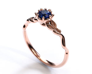 Unique Floral Sapphire Engagement Ring
