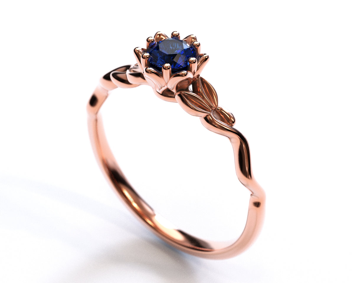 Unique Floral Sapphire Engagement Ring