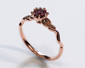 Unique Flower Ruby Engagement Ring