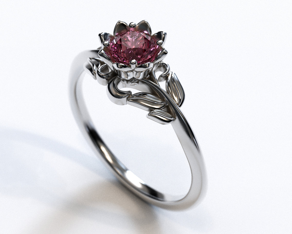 White Gold Flower Morganite Engagement Ring