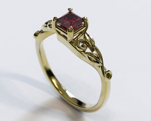 Princess Cut Ruby Engagement Ring