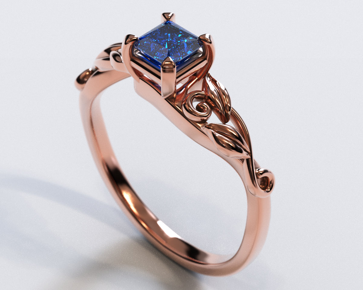 Unique Princess Cut Sapphire Engagement Ring