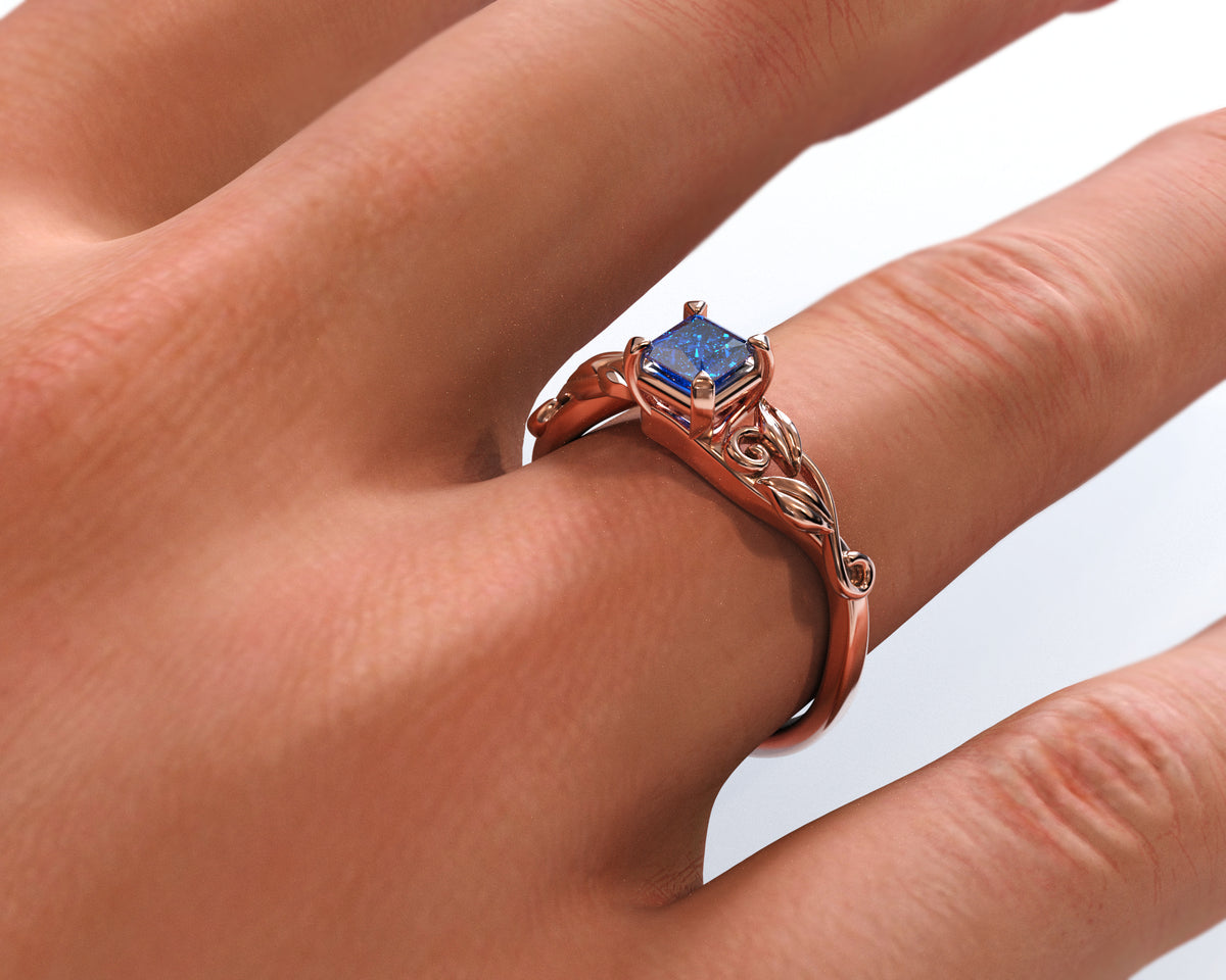 Unique Princess Cut Sapphire Engagement Ring