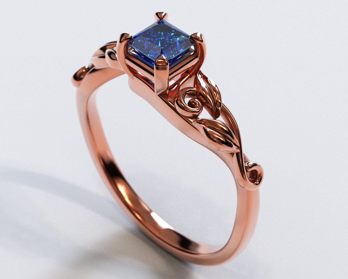 Unique Princess Cut Sapphire Engagement Ring