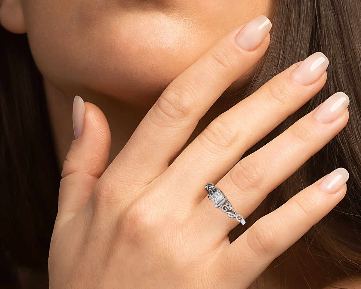 Unique Princess Cut Solitaire Engagement Ring