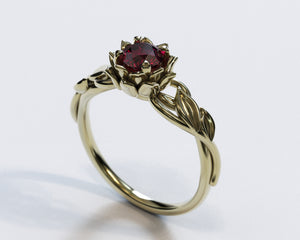 Lotus Flower Ruby Engagement Ring