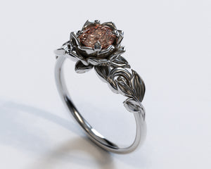 Lotus Flower Engagement Ring With Morganite