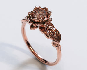 Lotus Flower Engagement Ring With Morganite