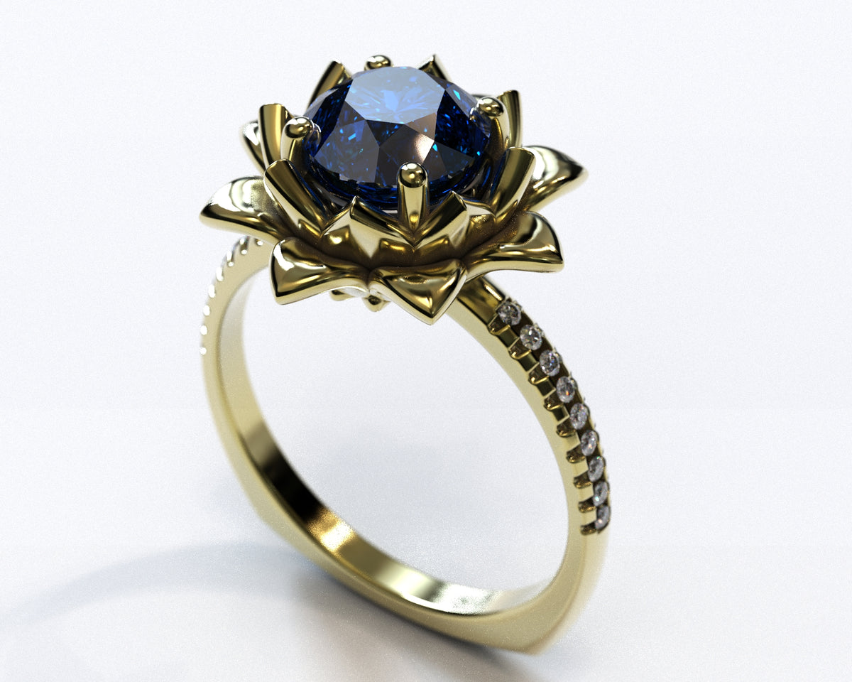 Ice Sapphire Flower Engagement Ring
