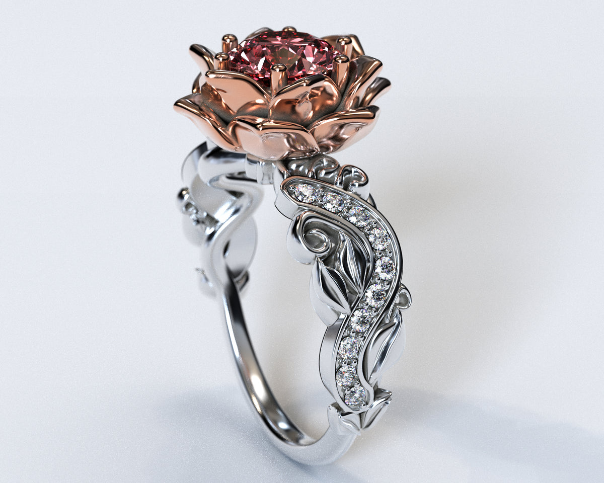 Lotus Flower Morganite Engagement Ring